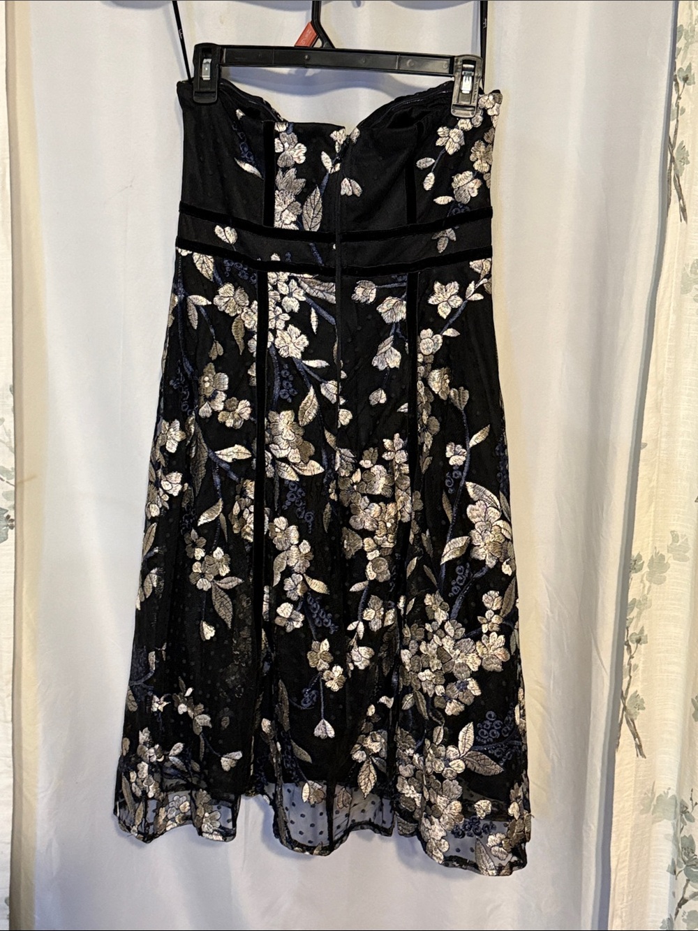 Lulu's Black Strapless Floral A-Line Dress with Metallic Accents - Picture 3 of 4